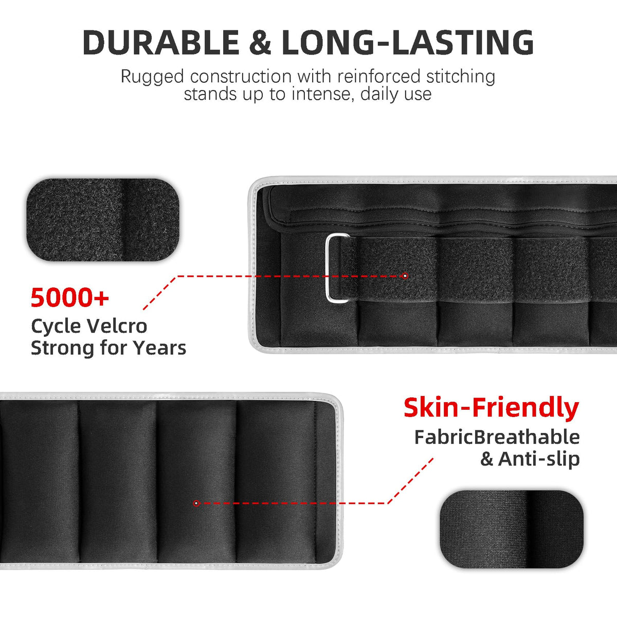 Adjustable Ankle Weights Set 1 Pair 2-10 lbs Y937426