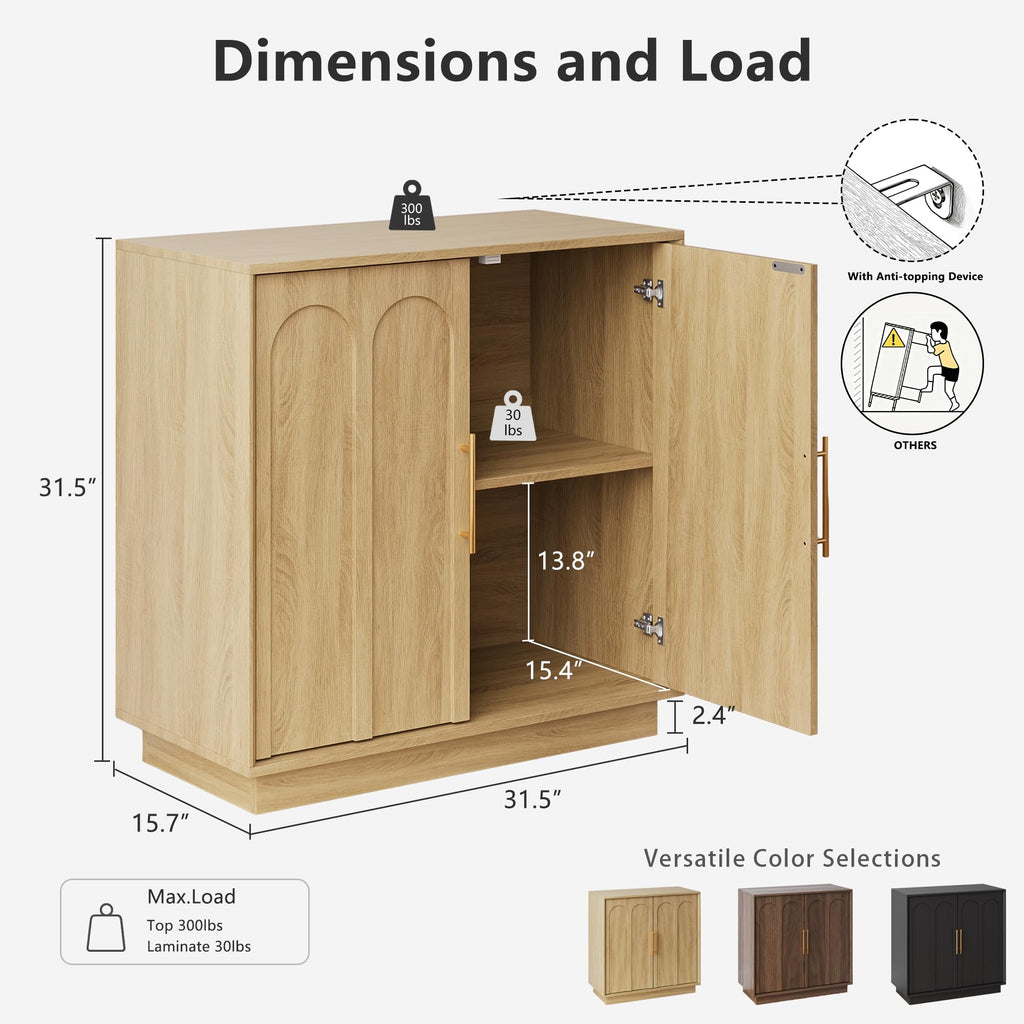 31.5" Oak Sideboard Buffet Cabinet with Storage C523