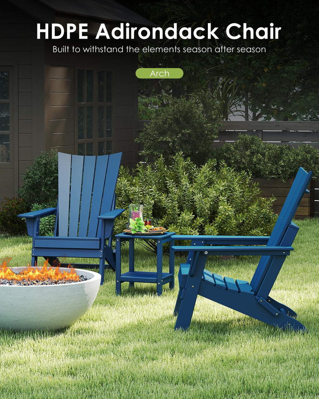 Blue Folding Adirondack Chairs Set of 2 B98470