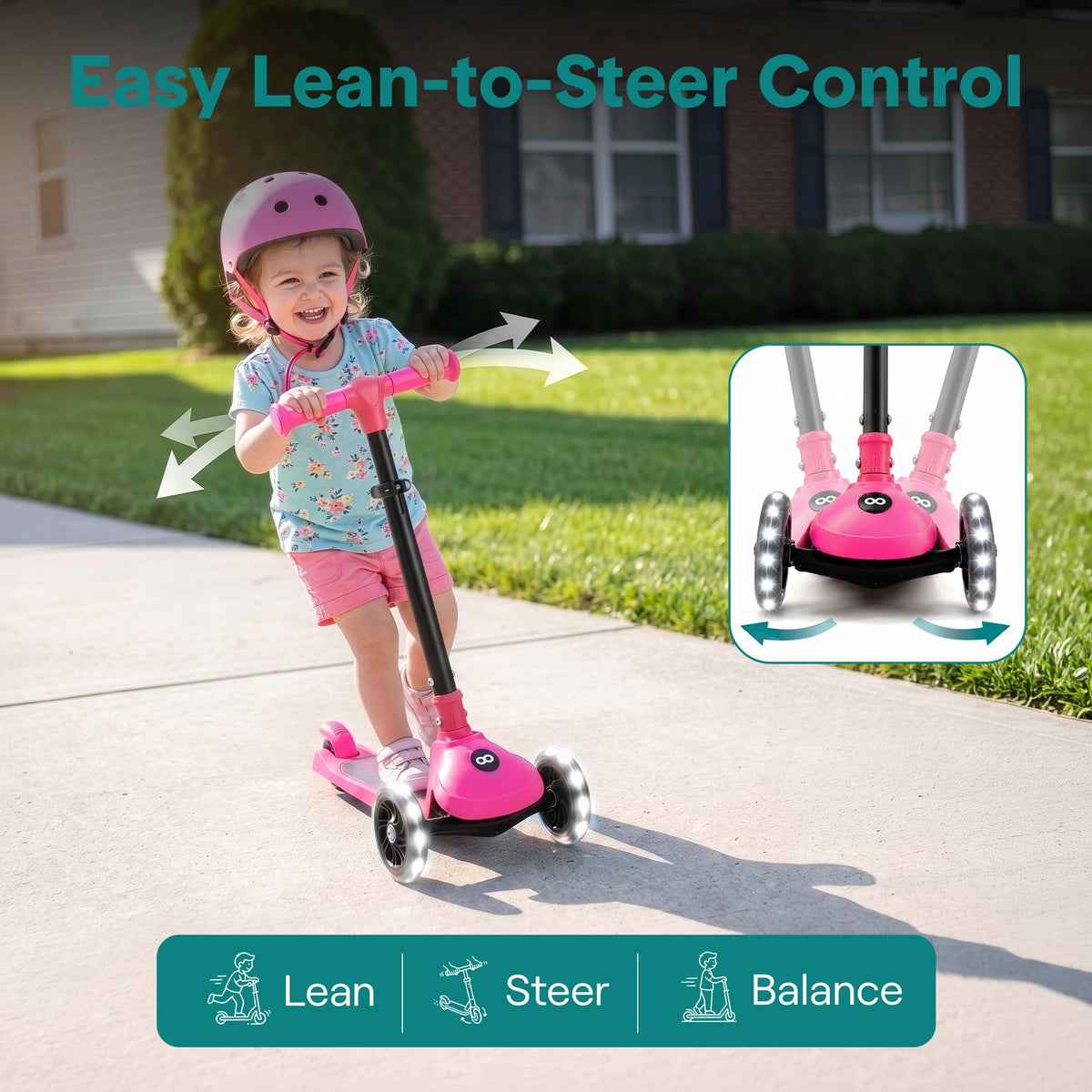 Adjustable 3 Wheel Kids Scooter with LED Wheels A98136