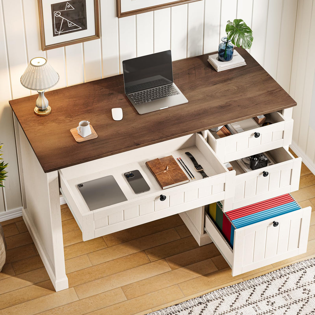 47" White Executive Desk with 4 Drawers A56318