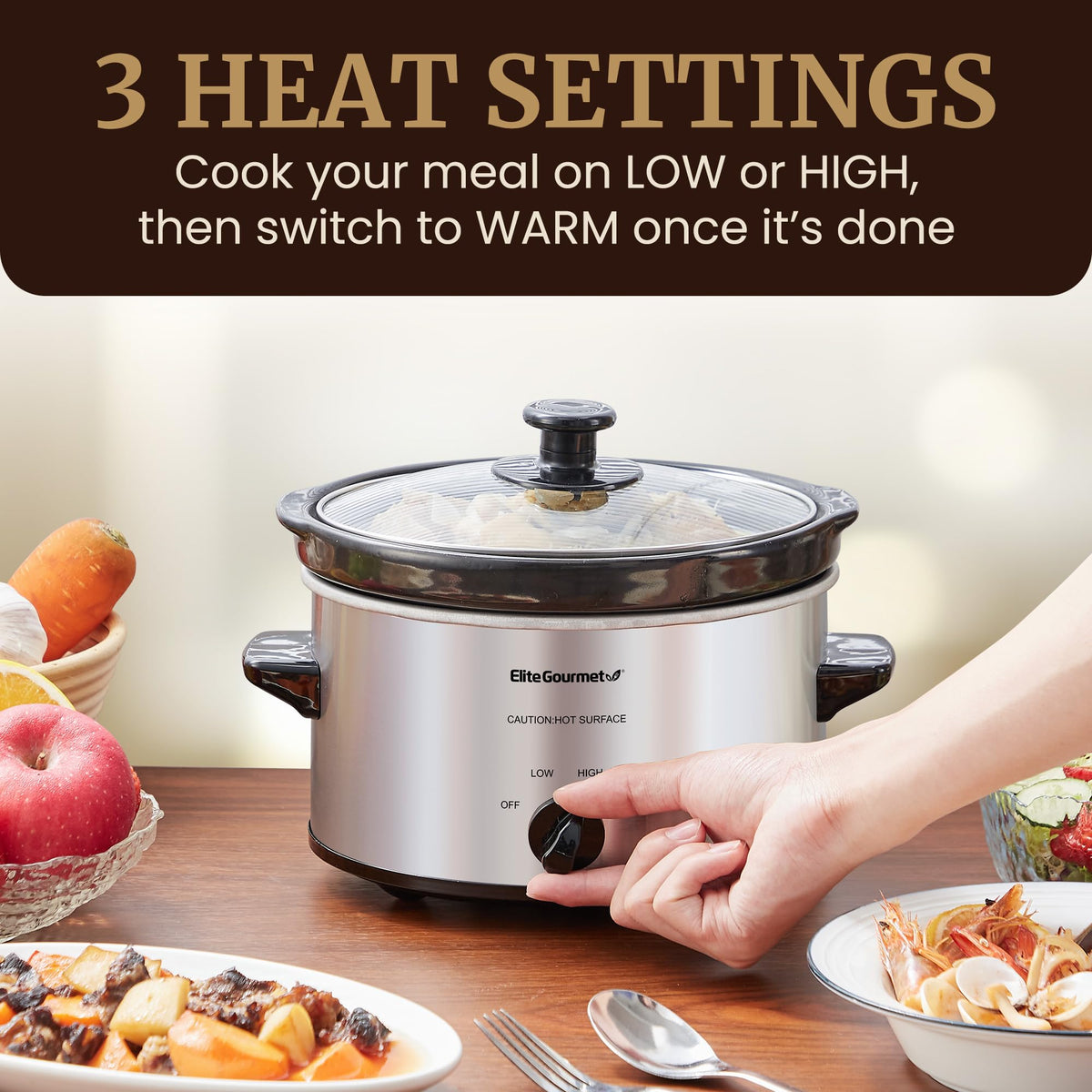 Electric Oval Slow Cooker, 2 Qt, Stainless Steel A2052