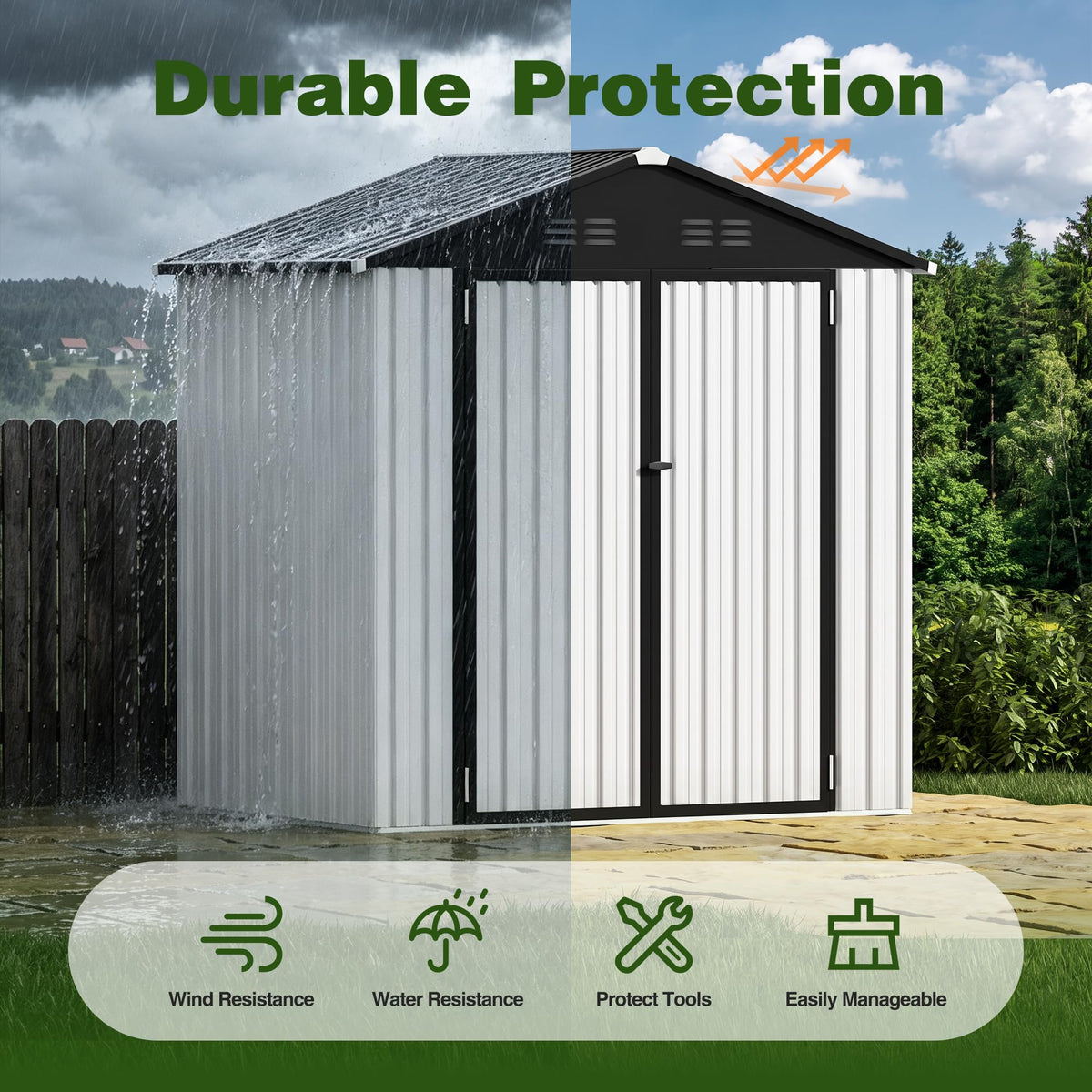 6 x 4 FT Waterproof Metal Outdoor Storage Shed X2973