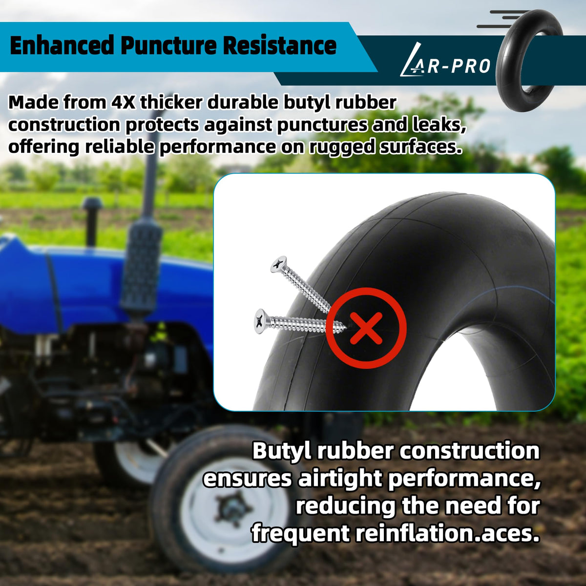 Heavy-Duty Tire Inner Tubes with TR13 Straight Valve Stems Butyl Rubber 1-Pack I3323