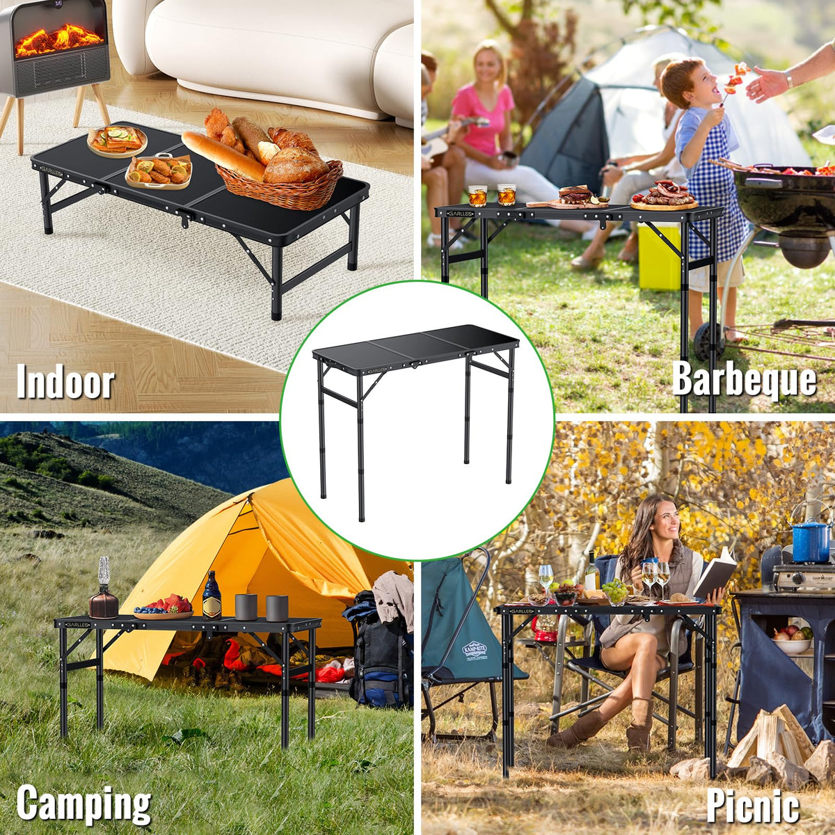 Folding Camping Table 3 Adjustable Height V235820