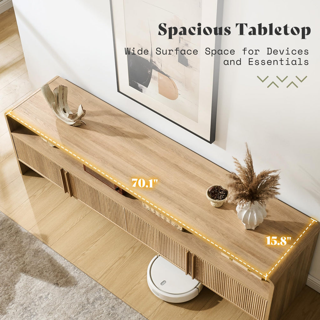 70" Fluted TV Stand with 2 Storage Cabinets C458
