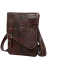 Genuine Leather Crocodile Embossed Mini Messenger Bag W8351