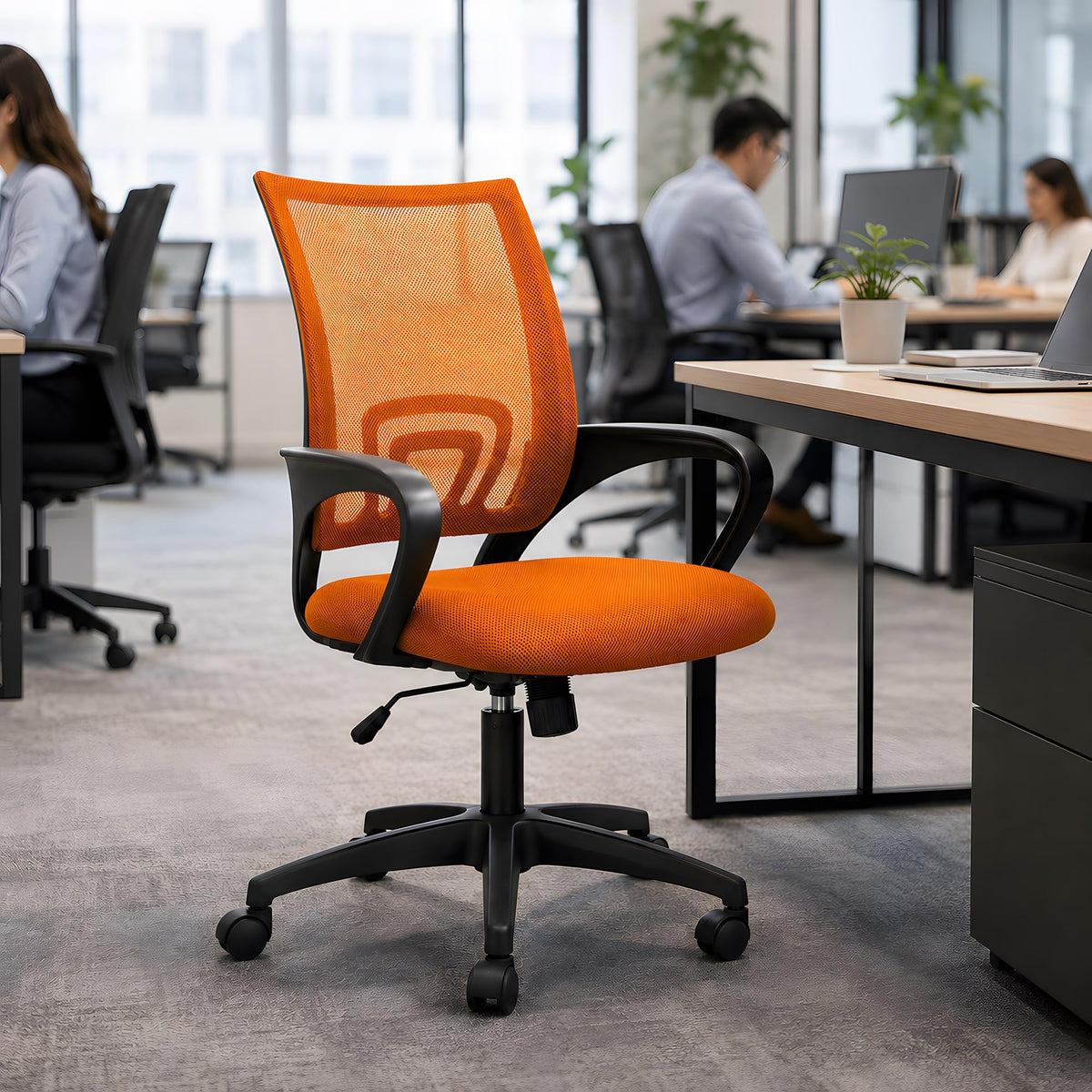 Orange Mesh Ergonomic Office Chair with Lumbar Support J224056