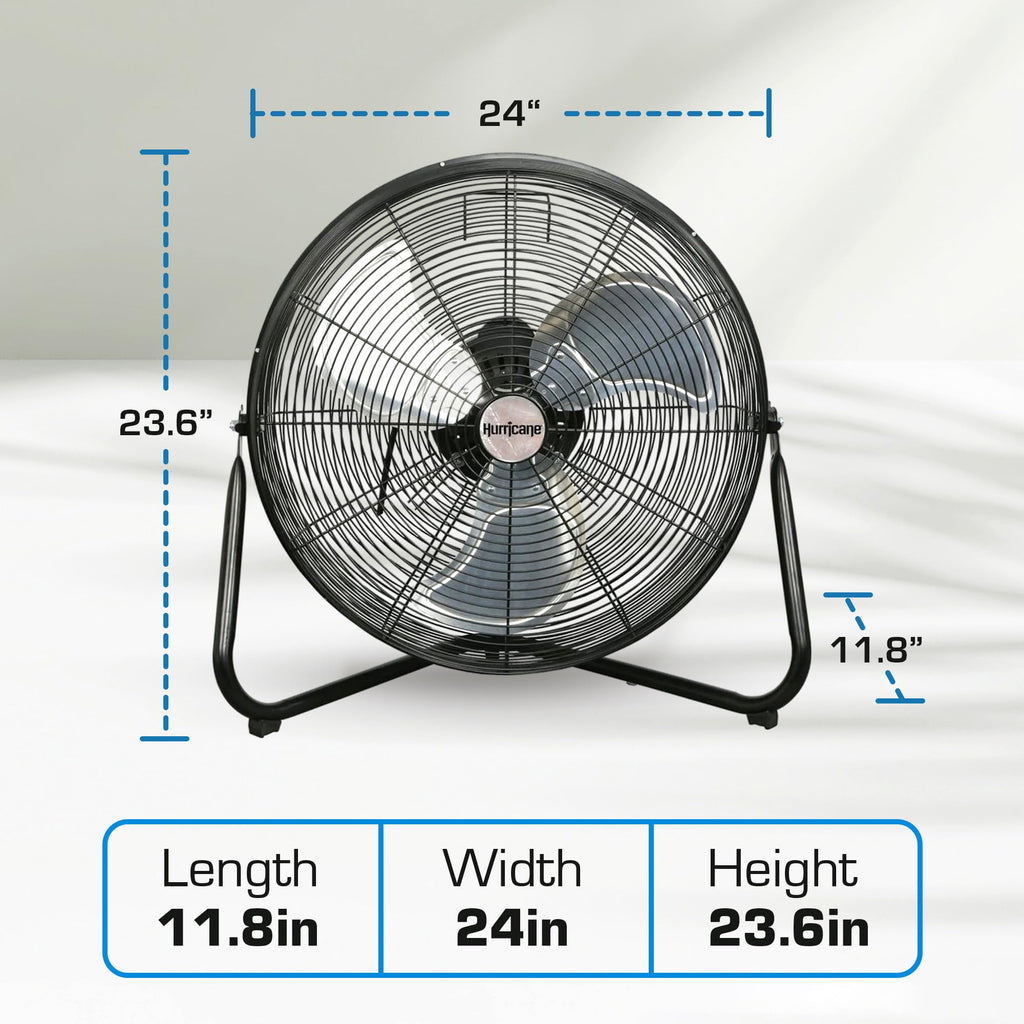 High Velocity Metal Orbital Floor Fan, 3 Speeds, Black, 20in N373501