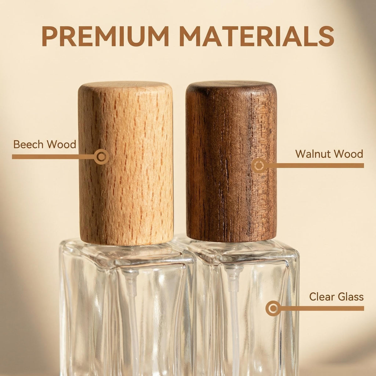 2 Pcs 15ml Clear Mini Glass Perfume Bottle with Wood Lid I369