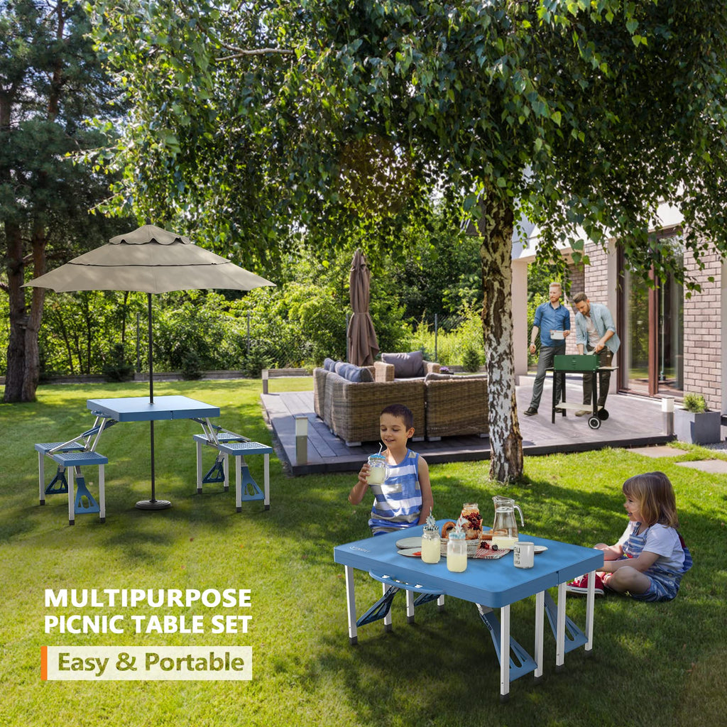 4 Ft Folding Picnic Table Set with 4 Seats W5378