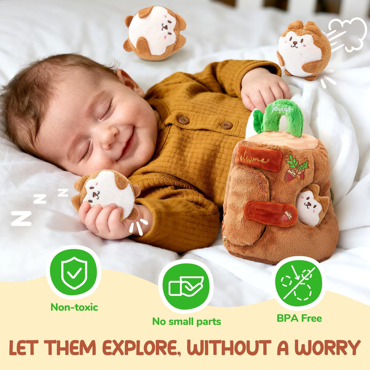 Soft Treehouse 5 Sensory Squirrels Rattle T33264