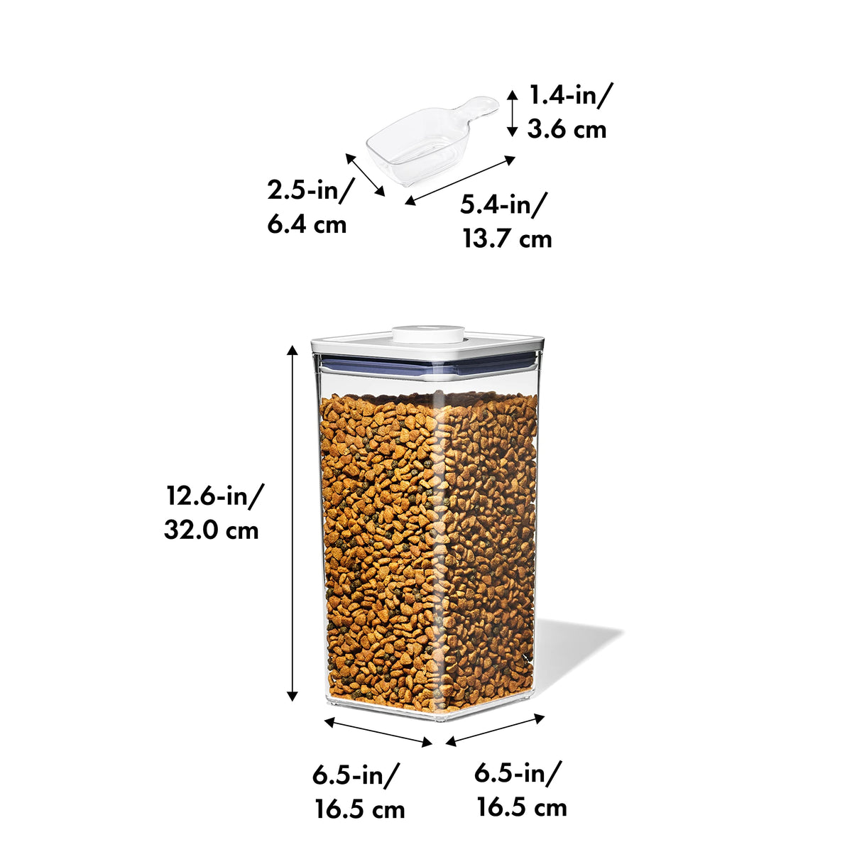 6.0 Qt Airtight BPA Free Clear Pet Food Storage Container with Half Scoop W6450