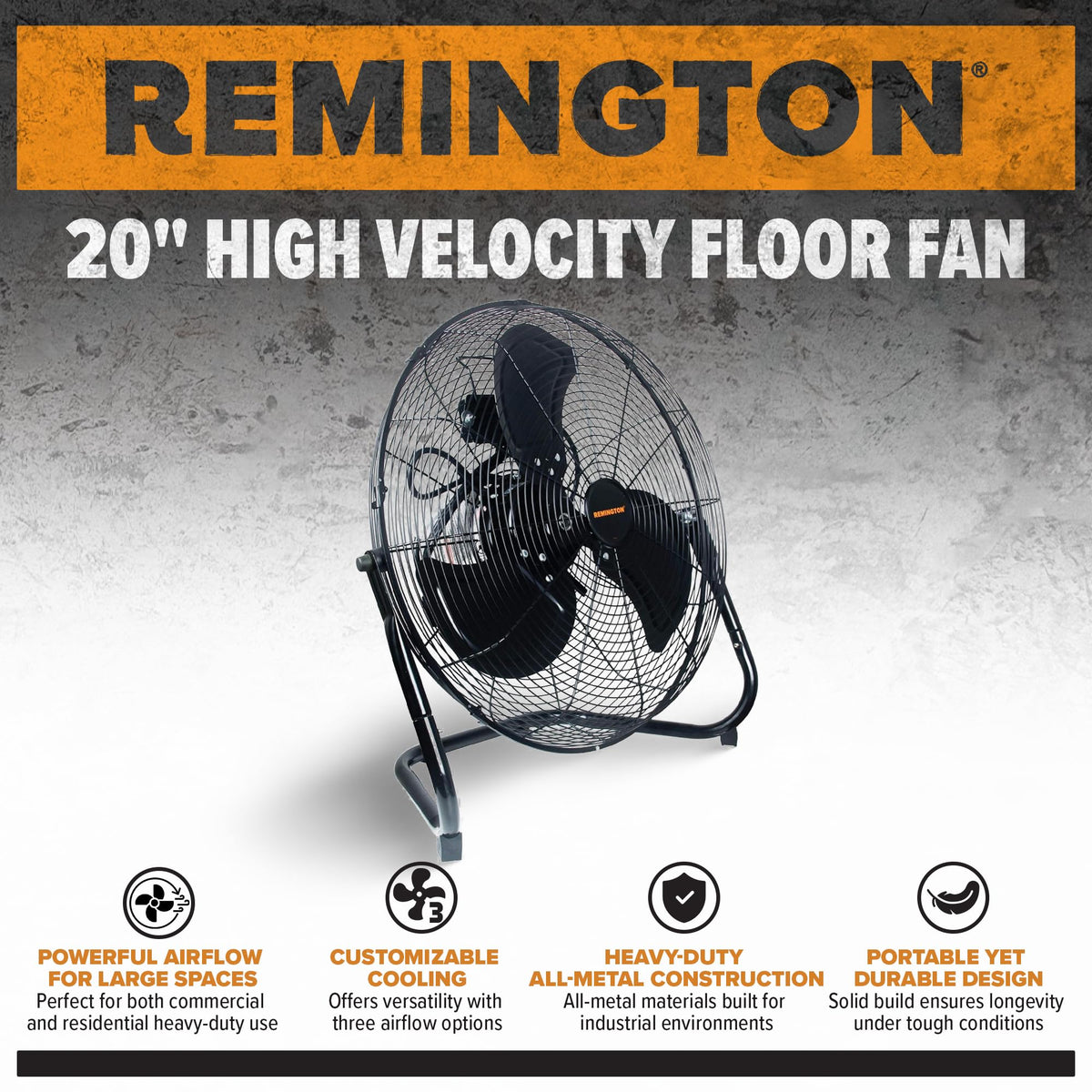 20 Inch 3 Speed Black Metal Floor Fan I110195