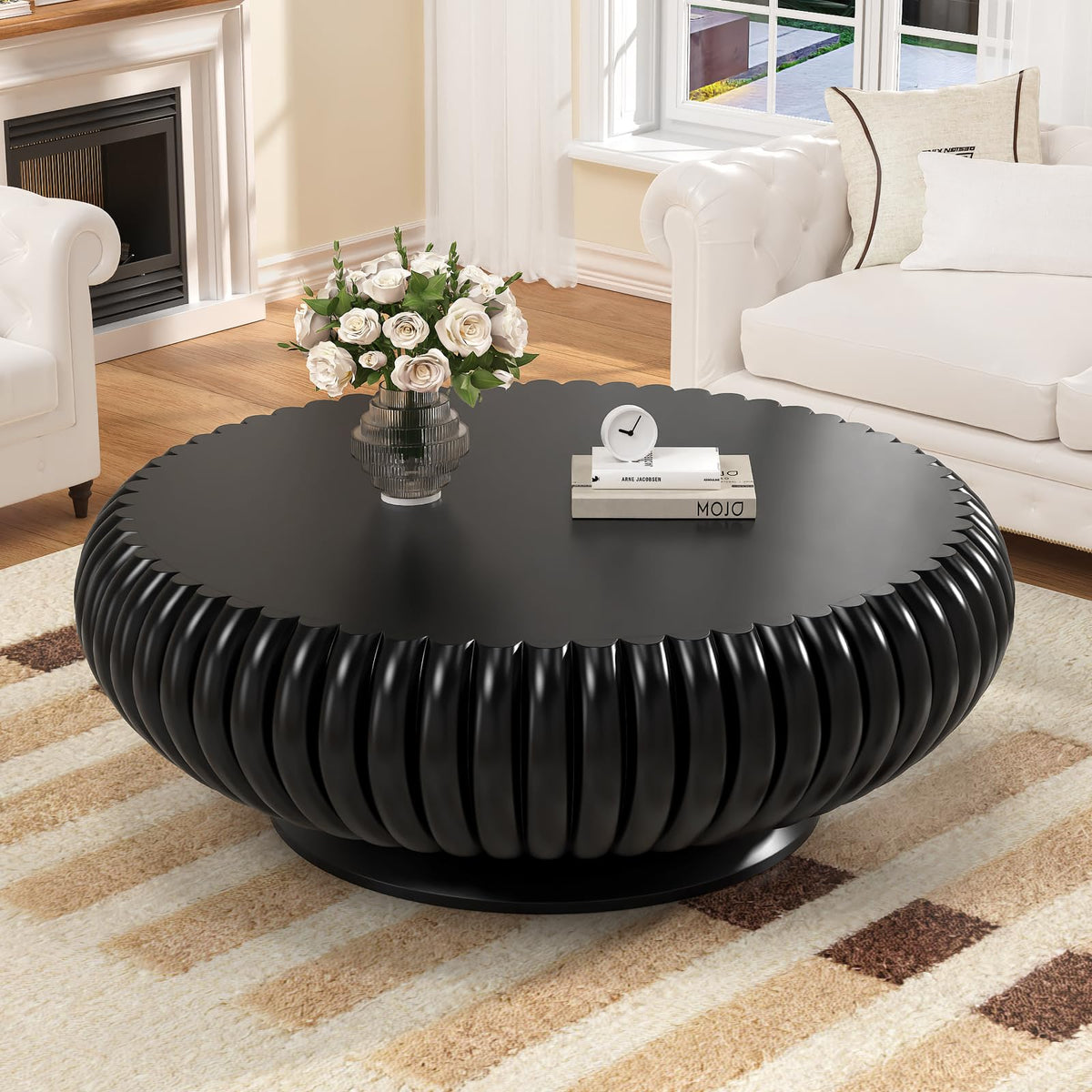 Round Fluted Drum Coffee Table X168361
