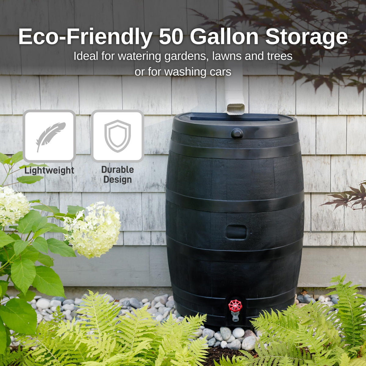 50-Gallon Recycled Plastic Rain Barrel R671