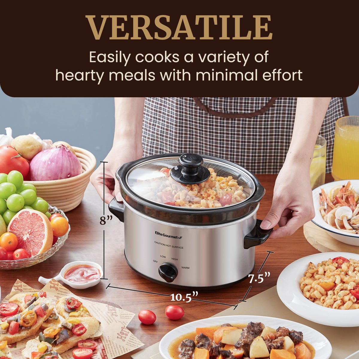 Electric Oval Slow Cooker, 2 Qt, Stainless Steel A2052