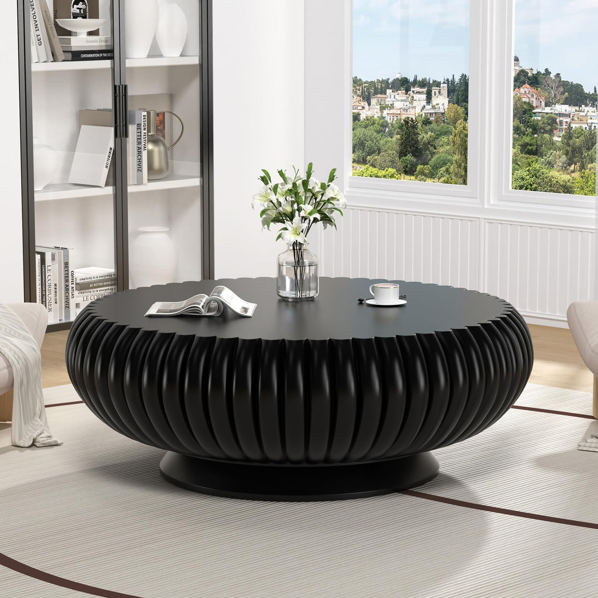 Round Fluted Drum Coffee Table X168361