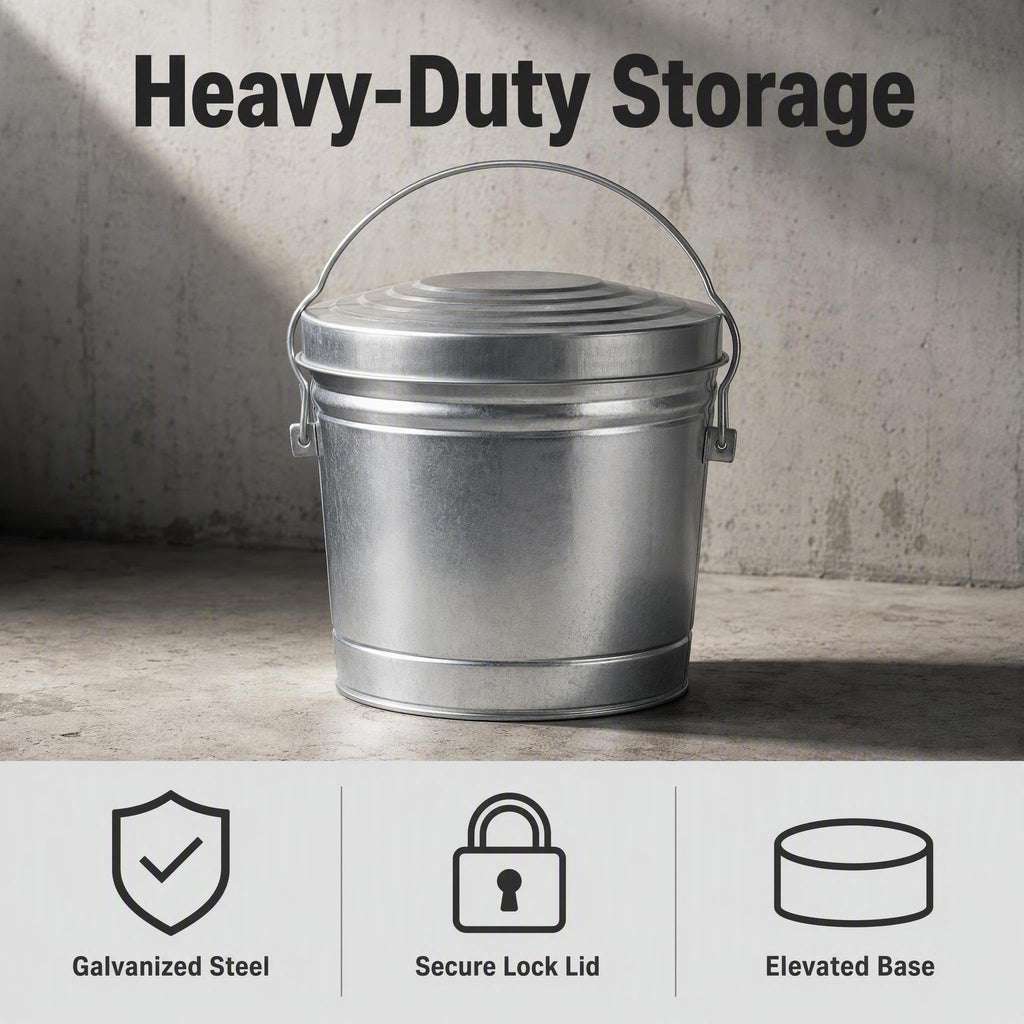 6 Gallon Galvanized Steel Storage Can with Locking Lid P58413
