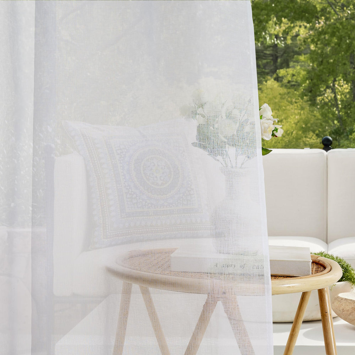 Waterproof Semi-Sheer Outdoor Curtains A498