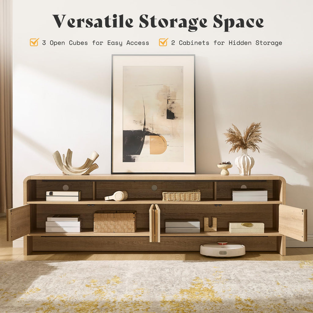 70" Fluted TV Stand with 2 Storage Cabinets C458