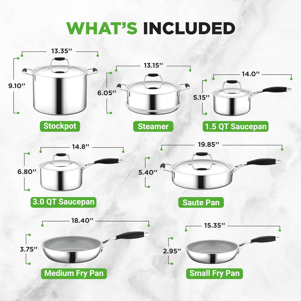 12-Piece Stainless Steel Non-Stick Cookware Set P1495