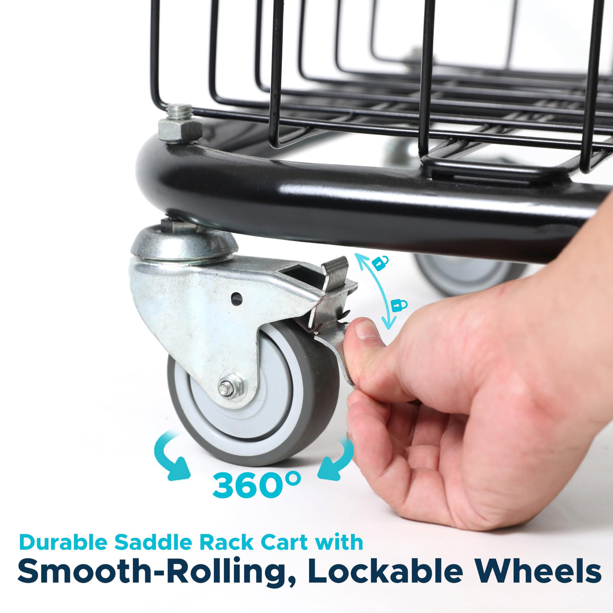 220 Lbs Rolling Saddle Rack Cart with Basket G401494