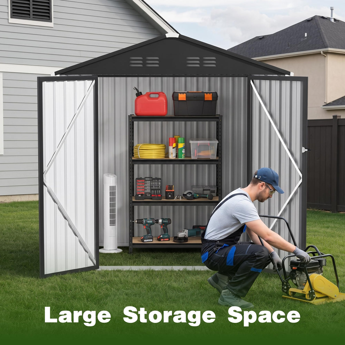 6 x 4 FT Waterproof Metal Outdoor Storage Shed X2973