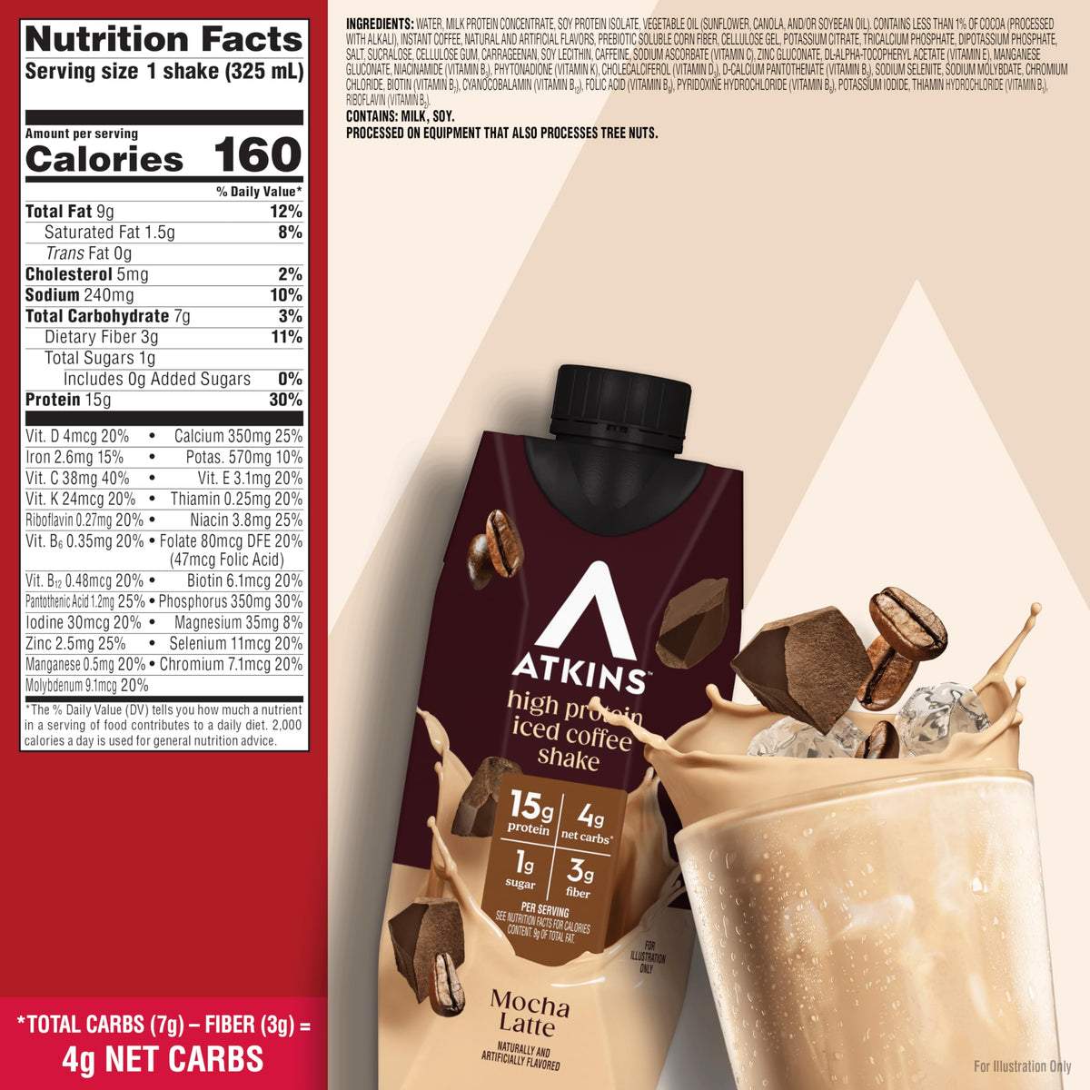 High Protein Mocha Latte Iced Coffee Shake, 12 Count A87536