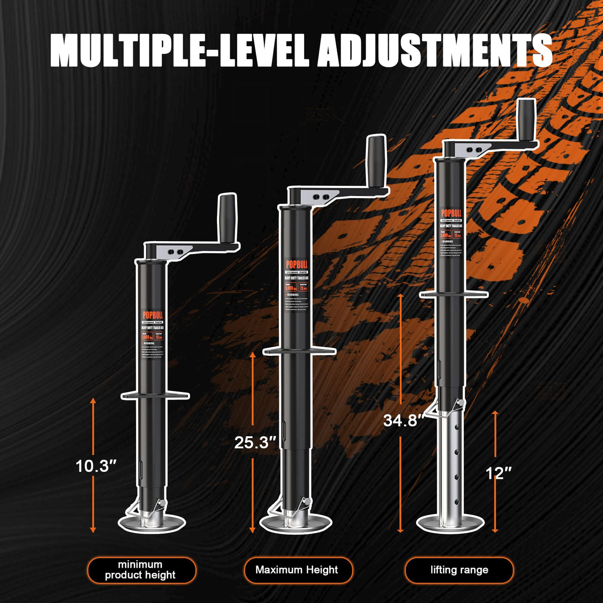 5000lbs A-Frame Trailer Jack 30" Lift Adjustable Drop Leg A25204