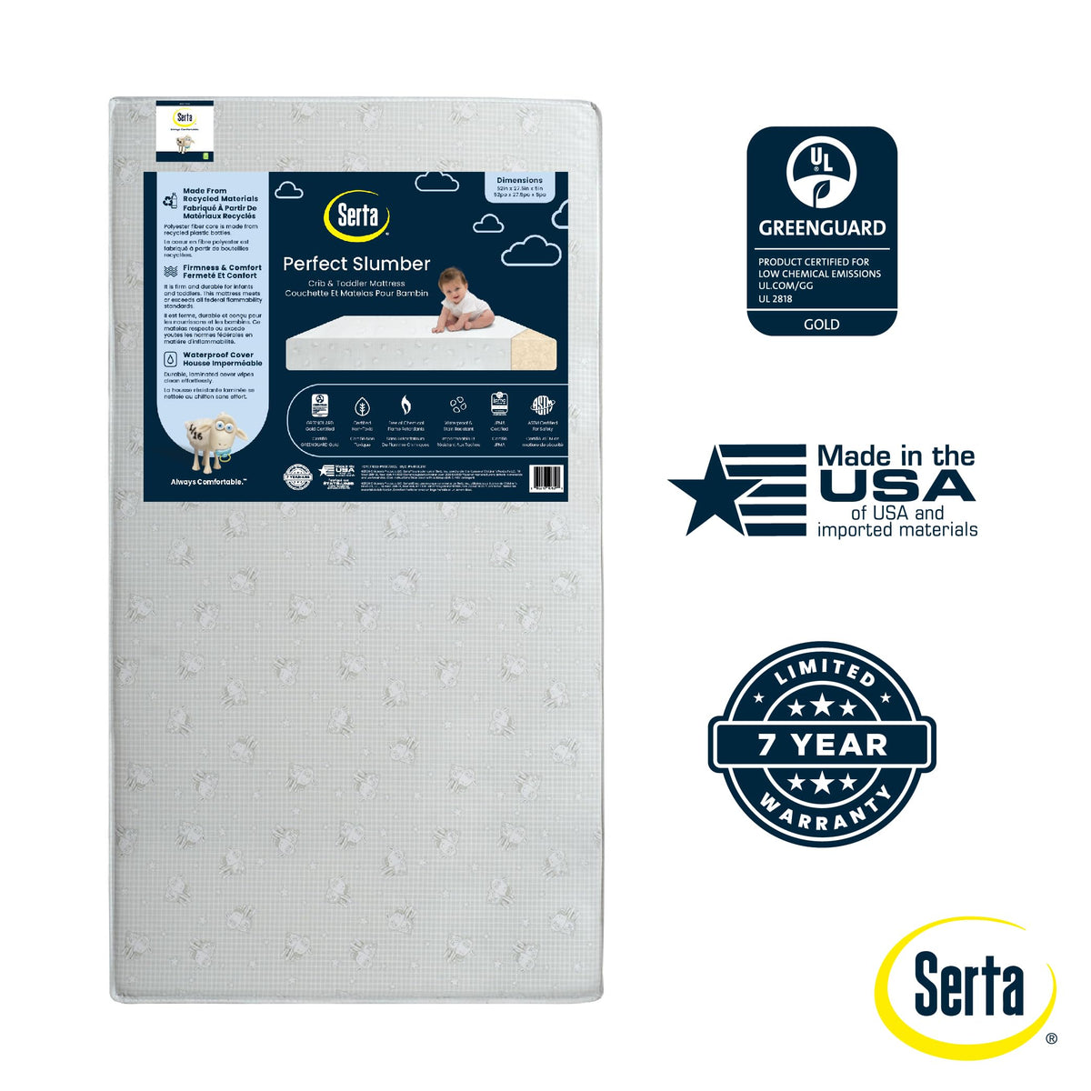 Waterproof Hypoallergenic Crib and Toddler Mattress W326