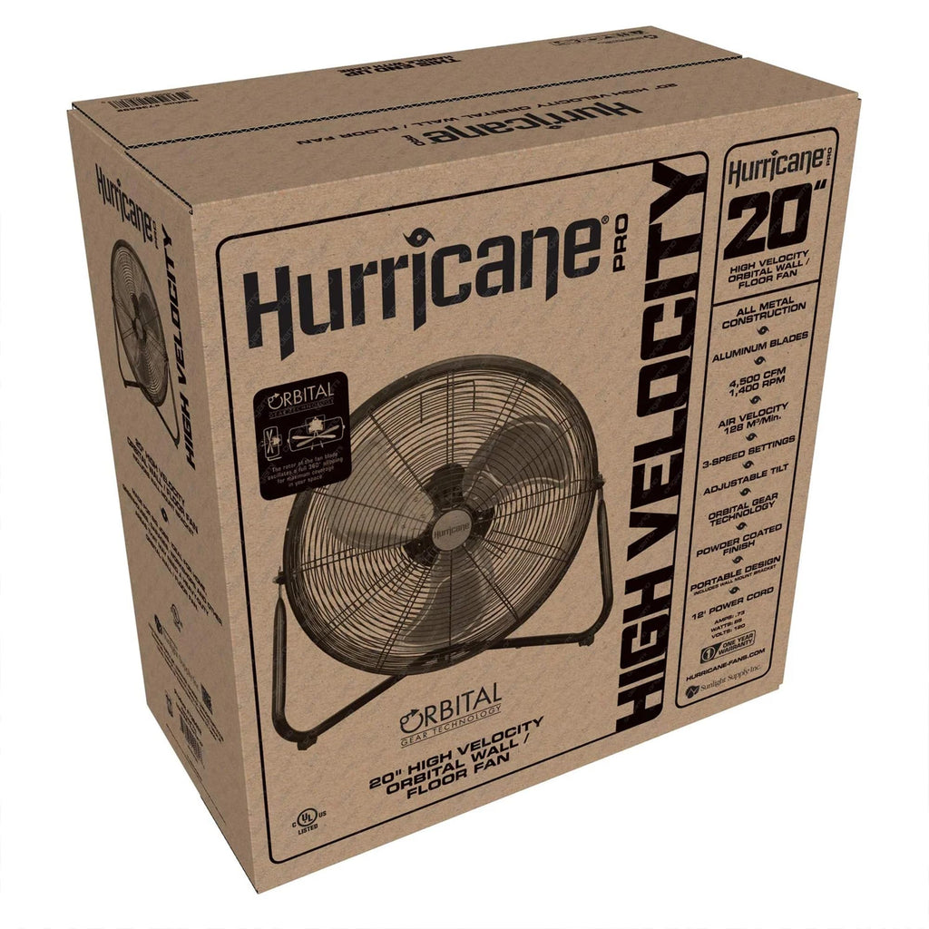 High Velocity Metal Orbital Floor Fan, 3 Speeds, Black, 20in N373501
