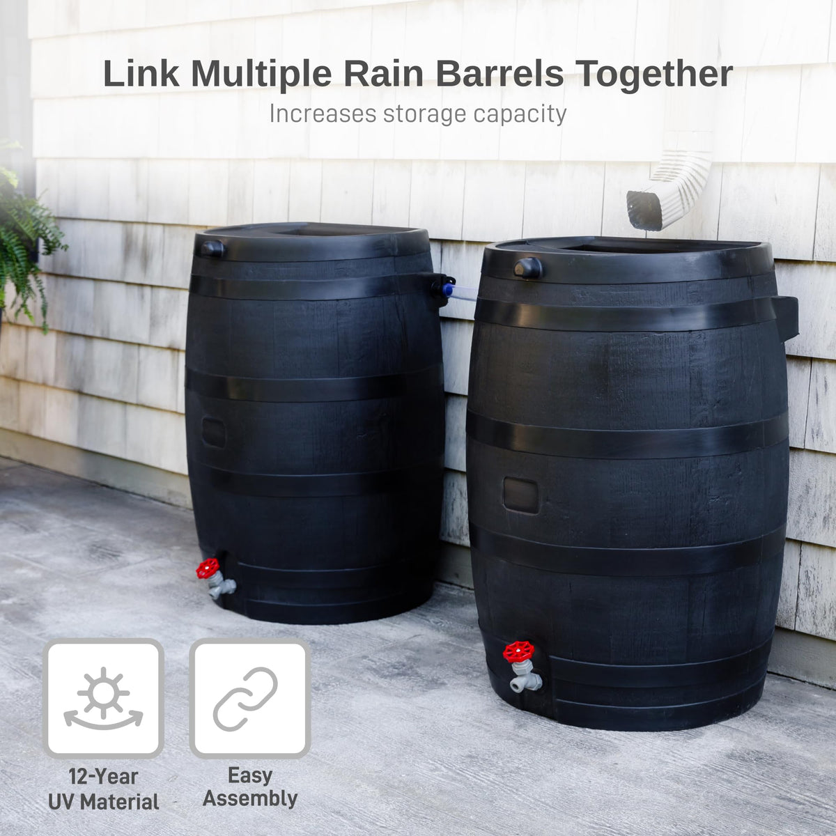50-Gallon Recycled Plastic Rain Barrel R671