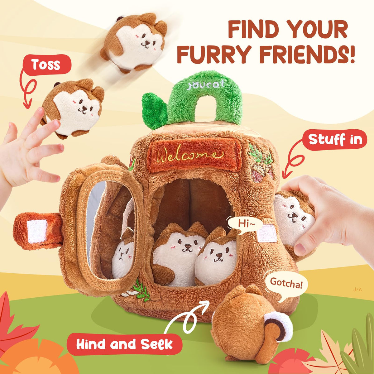 Soft Treehouse 5 Sensory Squirrels Rattle T33264
