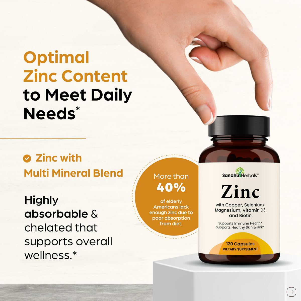 Zinc 30mg 120 Capsules with Copper Selenium Biotin M71922