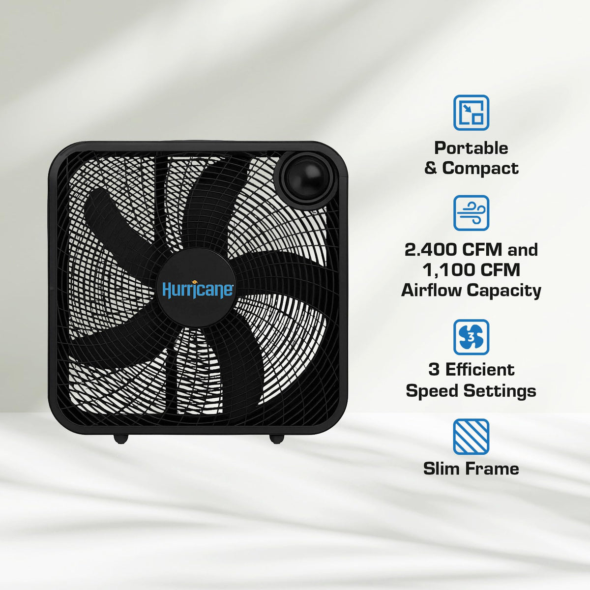 Black 3 Speed 20in Floor Box Fan, 2 Pack M40423