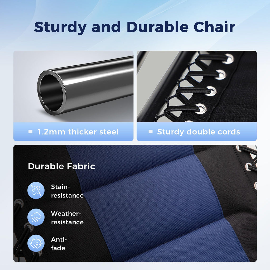 Foldable Zero Gravity Chair Set of 2 Blue X29869