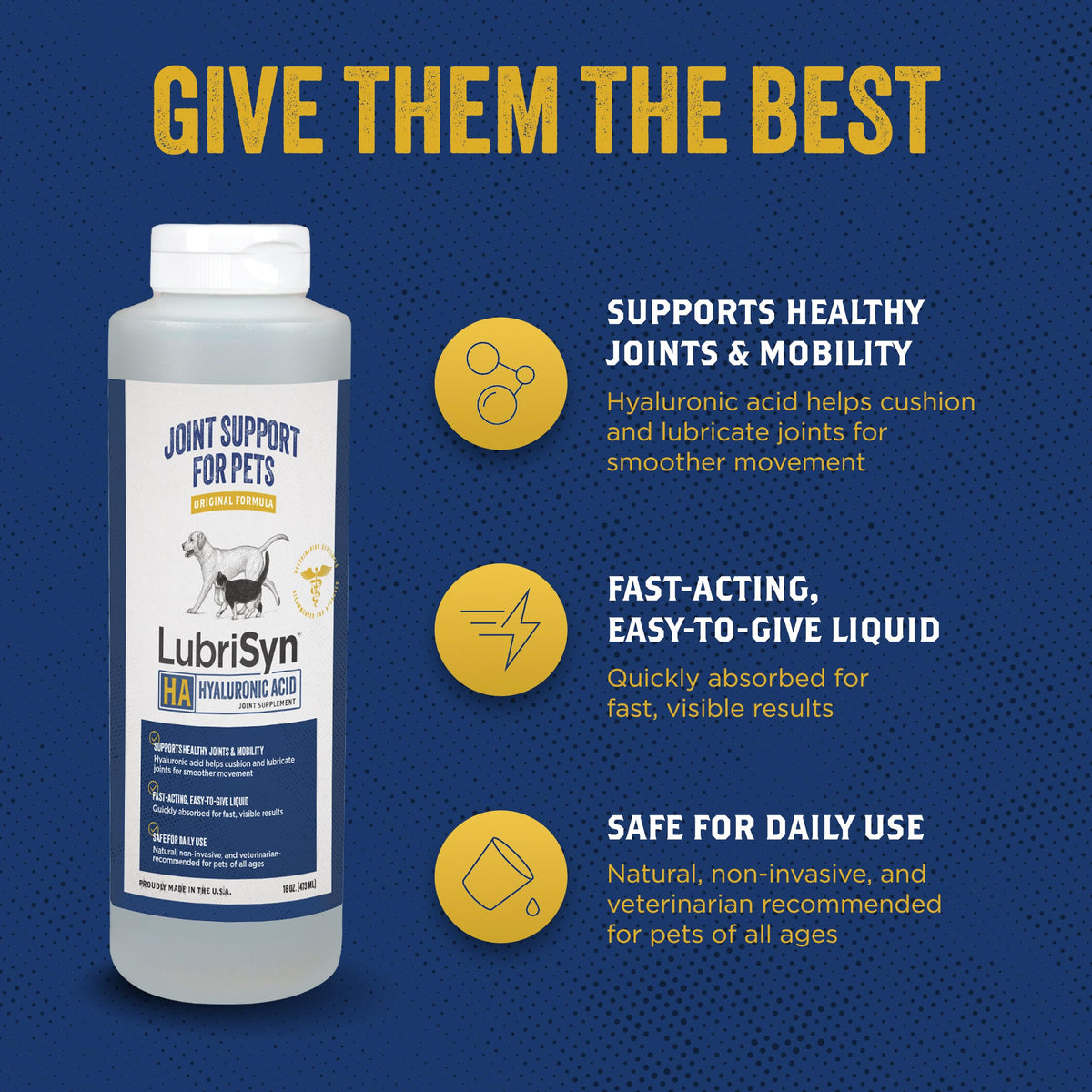 Hyaluronic Acid Hip & Joint Supplement for Dogs & Cats, 16 oz L5201