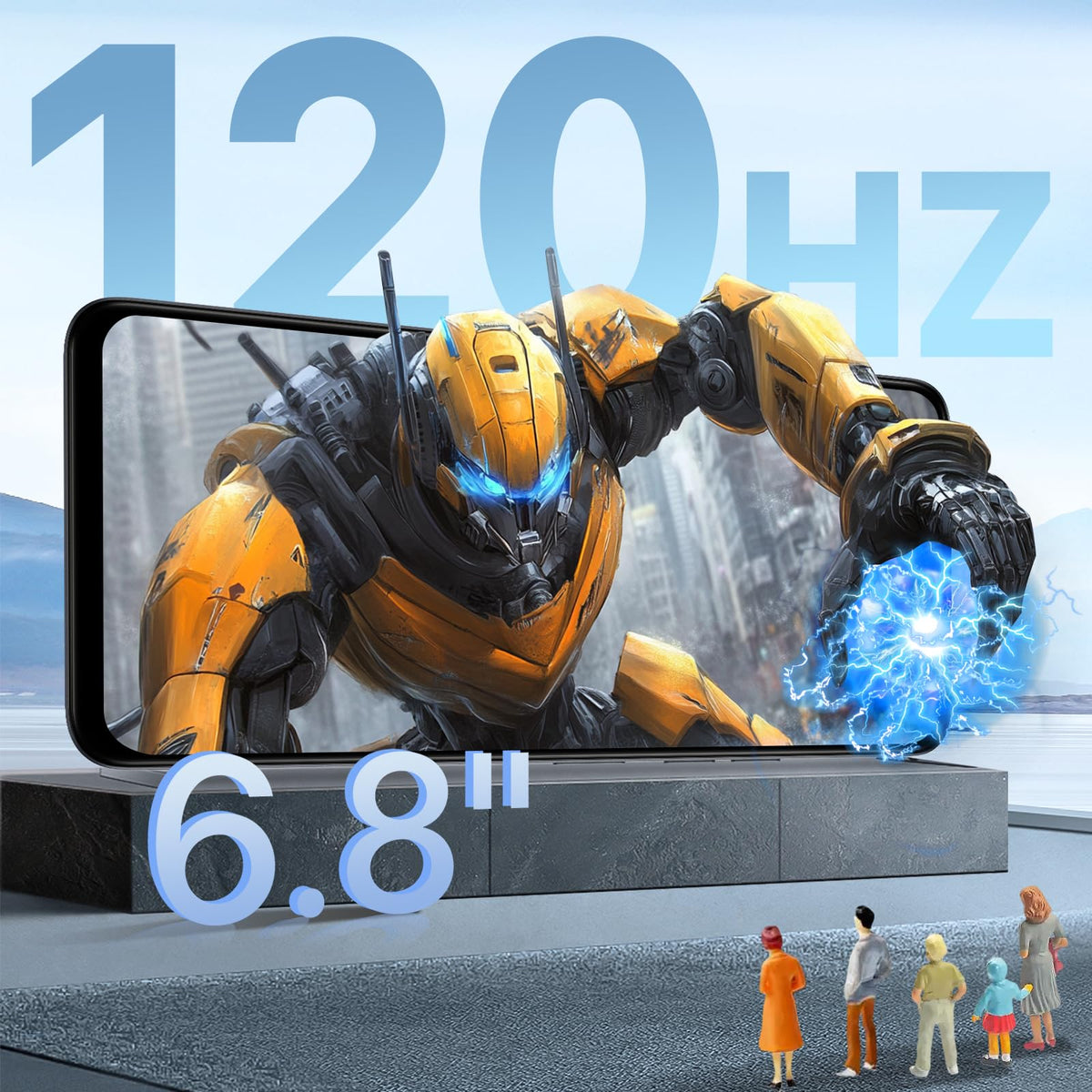 5G Dual SIM Unlocked Cell Phone, 6.8" HD+ 120Hz Display, 256GB, 50MP Camera, Black O325421