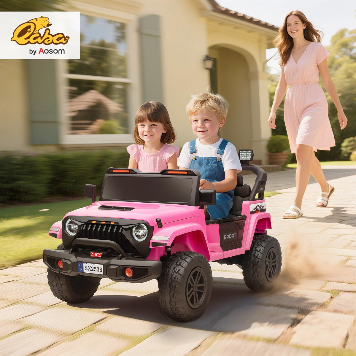 24V 2-Seater Kids Ride on Truck Car Pink M3230