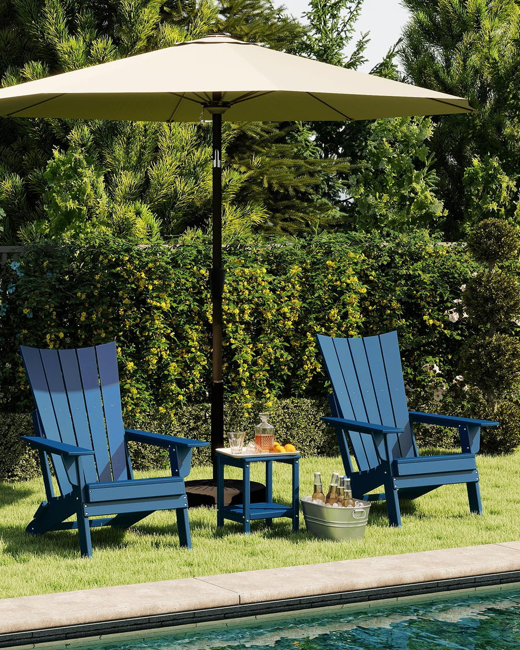 Blue Folding Adirondack Chairs Set of 2 B98470