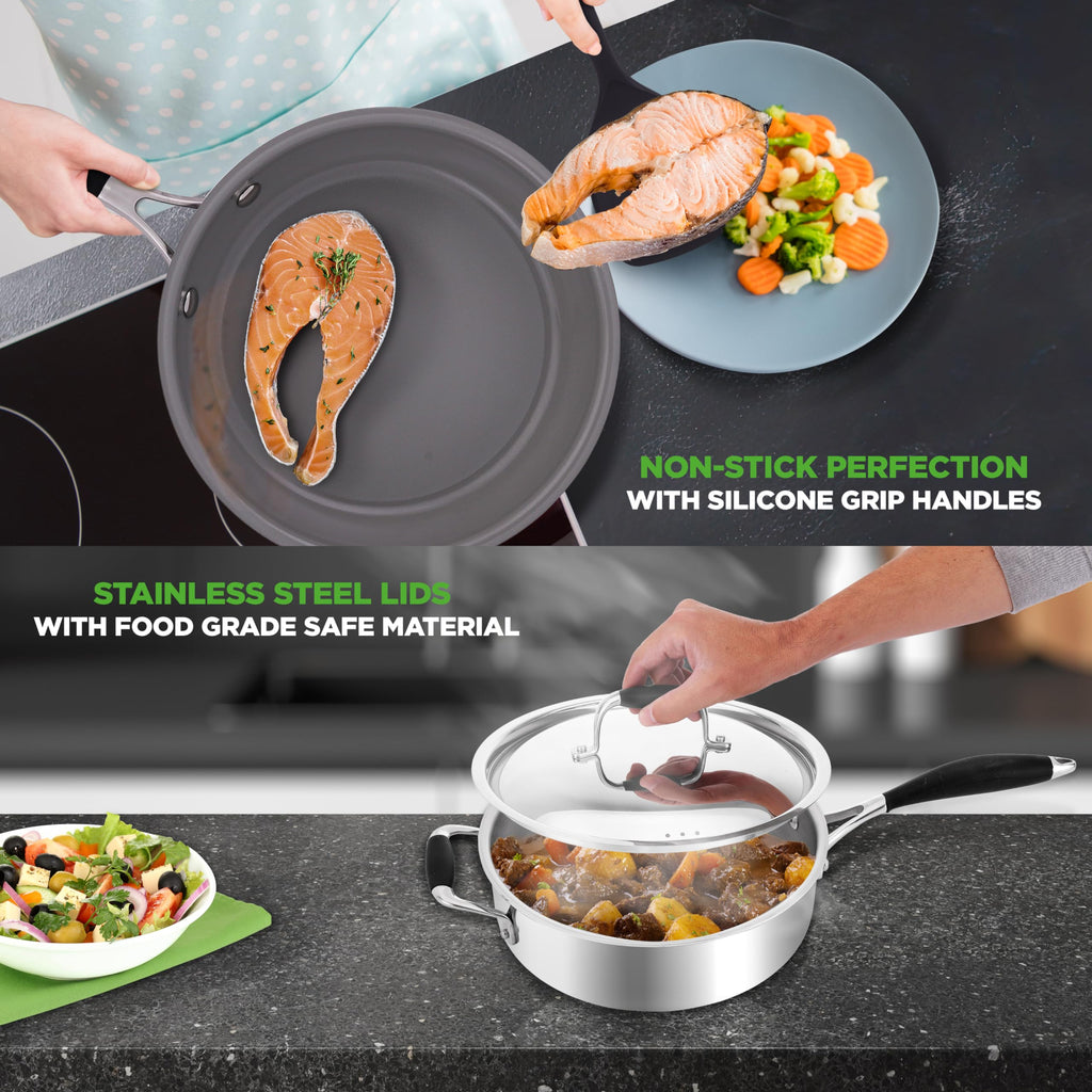 12-Piece Stainless Steel Non-Stick Cookware Set P1495