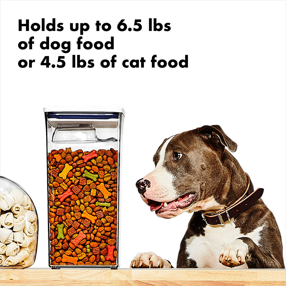 6.0 Qt Airtight BPA Free Clear Pet Food Storage Container with Half Scoop W6450