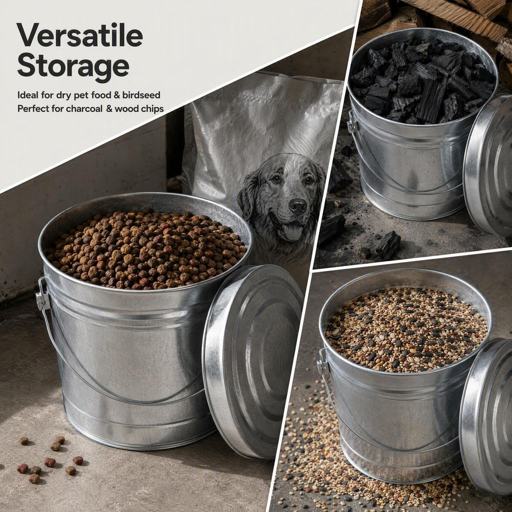 6 Gallon Galvanized Steel Storage Can with Locking Lid P58413