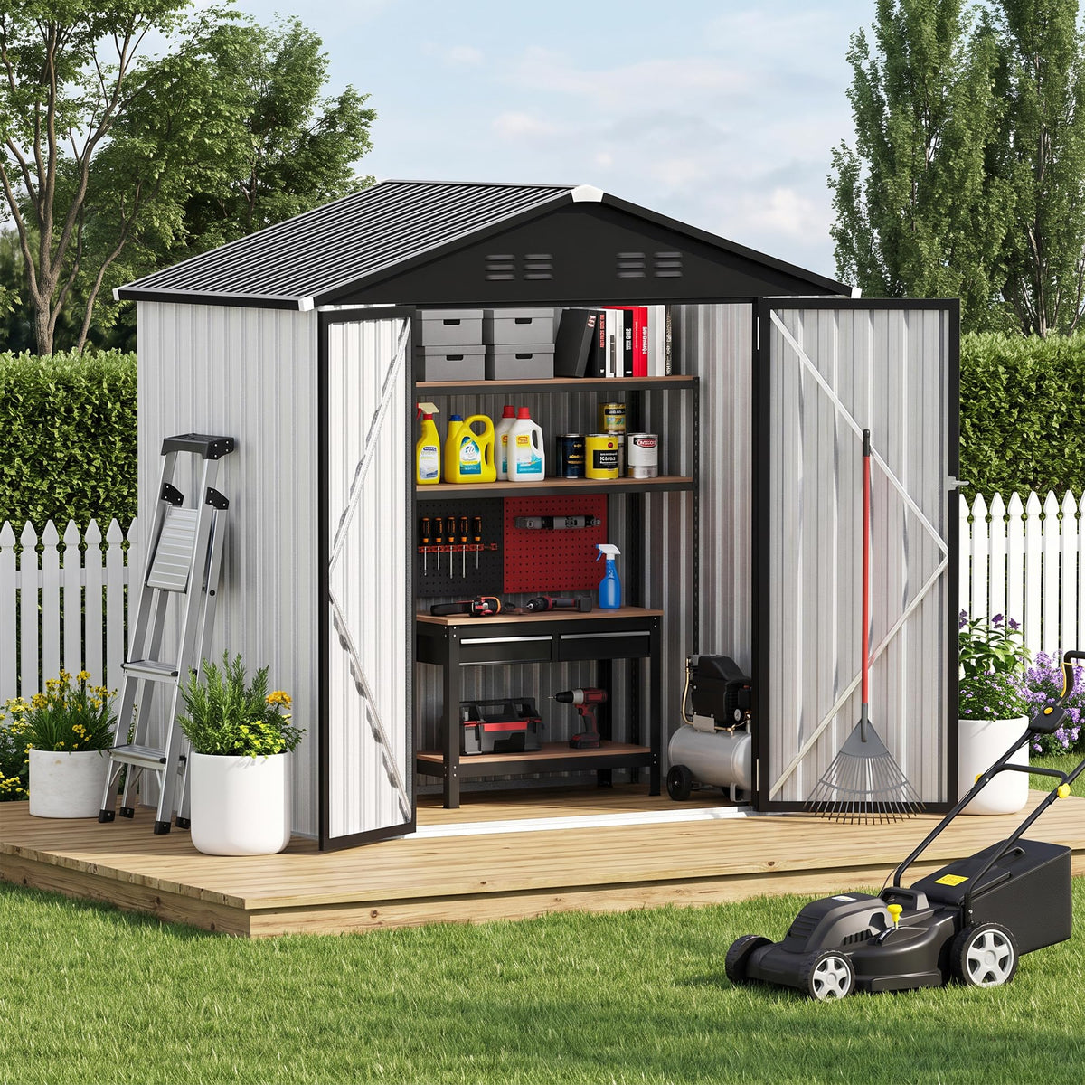 6 x 4 FT Waterproof Metal Outdoor Storage Shed X2973