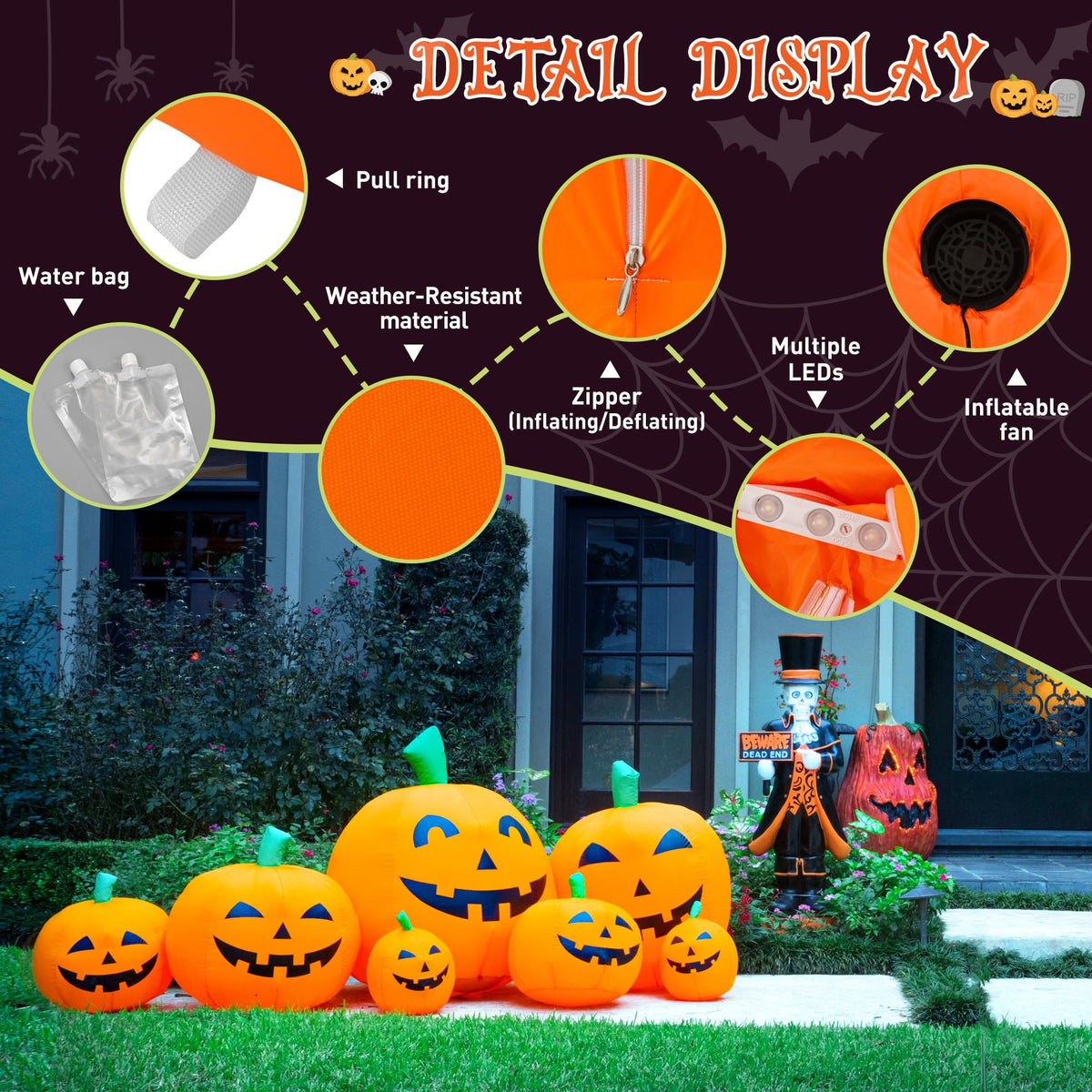 7.5FT Halloween Inflatables Outdoor Decorations Pumpkin H62922