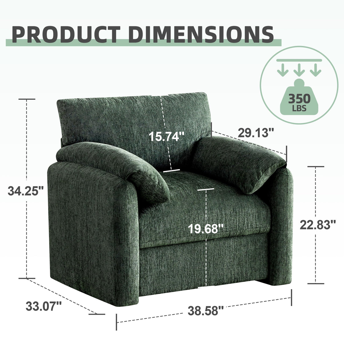 2 Pack Oversized Green Accent Chair J4594