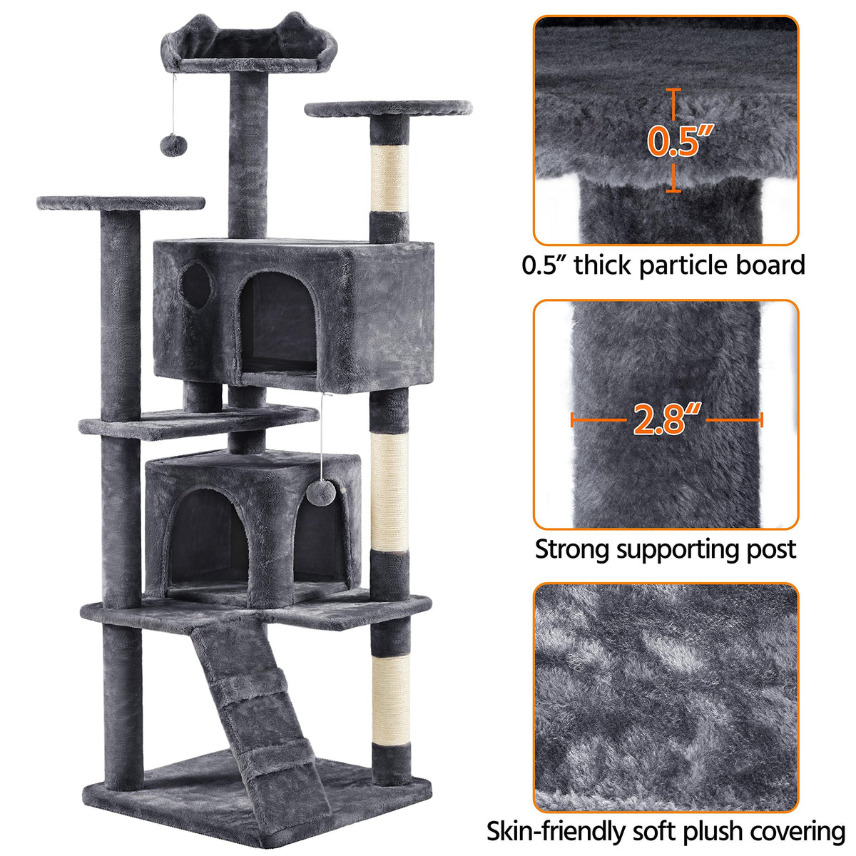 70in Cat Tree with Sisal Scratching Post B21989
