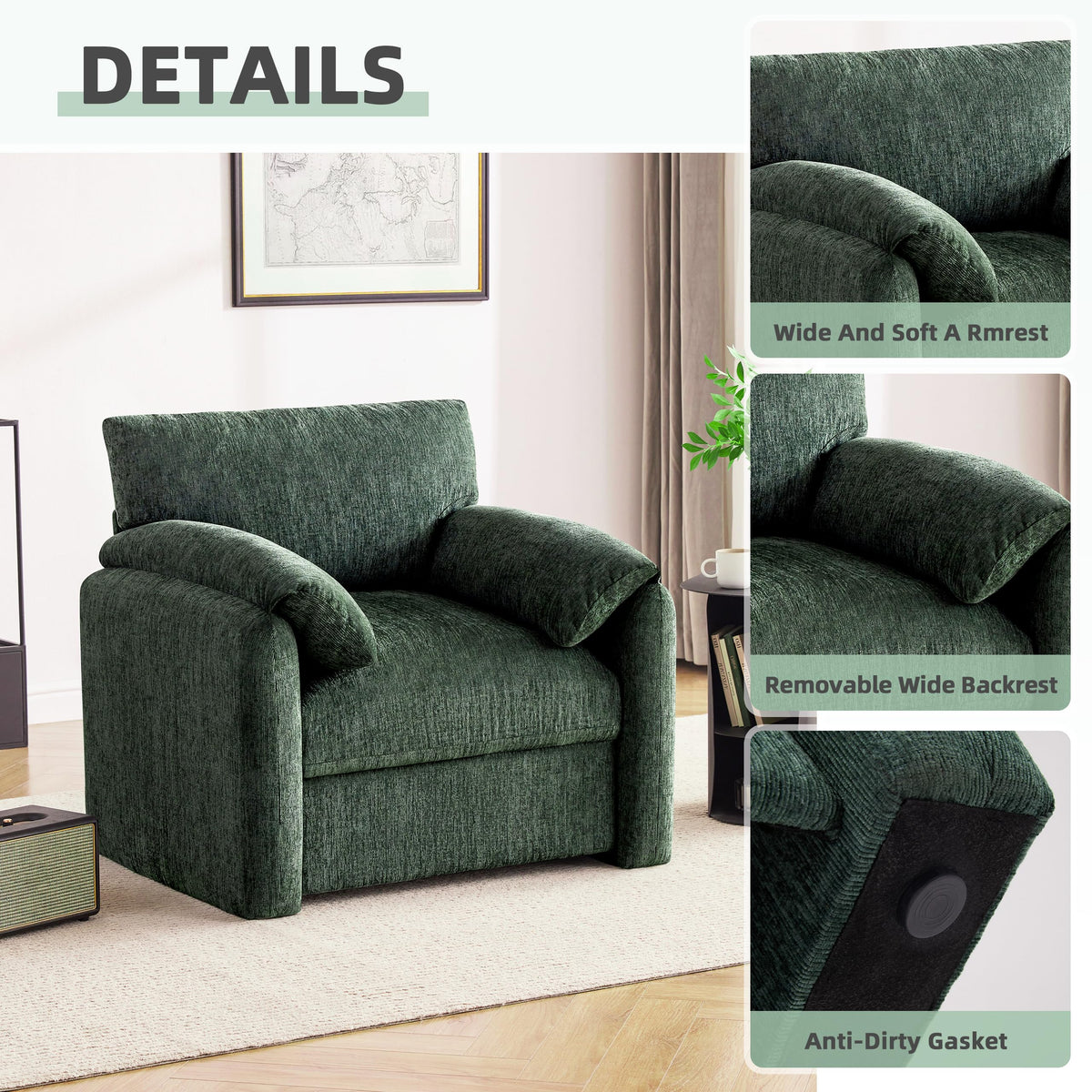 2 Pack Oversized Green Accent Chair J4594