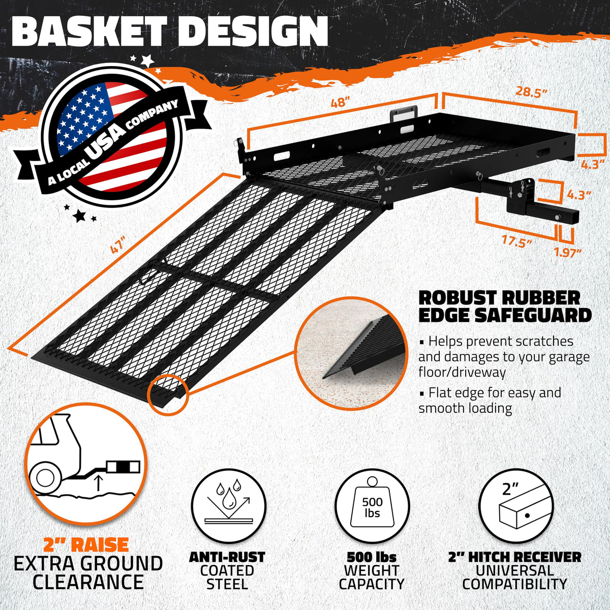 500lb Capacity Trailer Hitch Cargo Carrier with Ramp Z59901